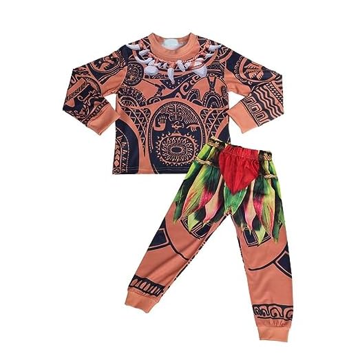 Lito Angels Pojkar Maui kostymer 2 st uppsättningar prinsessa moana utklädnad halloween festklänning storlek 2–3 år