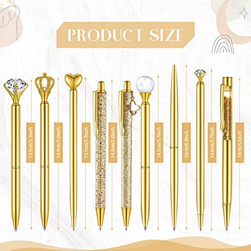 Image of Janmini Metal Crystal Diamond Liquid Sand Glitter Ballpoint Pen for Diary Black Ink Cute Novelty Gift for Women Girls School Wedding Office (Gold)