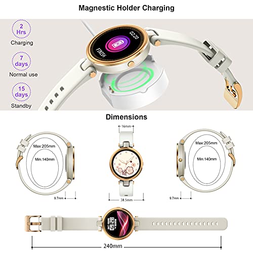 Smart Watches For Women, Smart Watch For Android Phones And Iphone Compatible, 1.09" Touch Screen Round Smartwatch Ip67 Waterproof Fitness Tracker With Heart Rate/Sleep Monitor (Creamy White) #TOP5