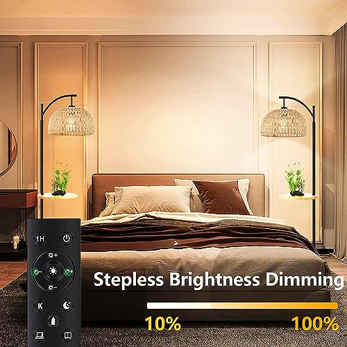 Bohemian Style Floor Lamp with Rattan Shade - 66" Height - Image 6