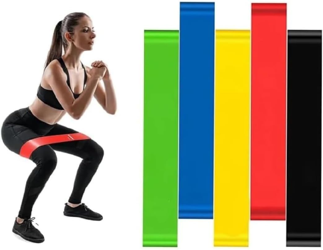 Kit 5 Faixas Elásticas de Exercícios – Mini Bands Premium para Alongamento, Pilates,