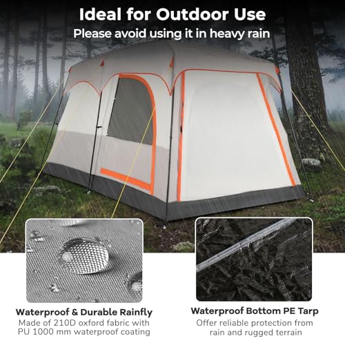 Carpa para camping 6 personas con 2 dormitorios y techo doble impermeable miniatura 7