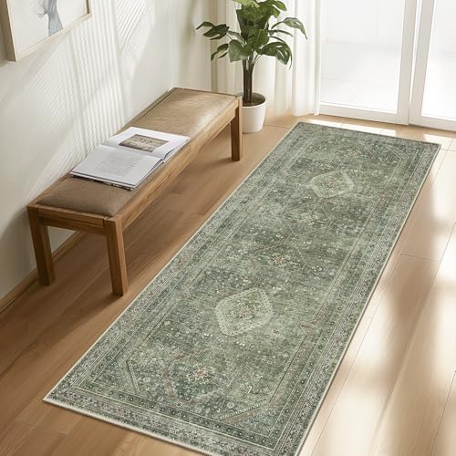 GENIMO 2x5 Non Slip Hallway Runner Rug, Machine Washable, Thin & Low Pile Lightweight for Kitchen, Laundry, Entryway, Bedroom & Living Room