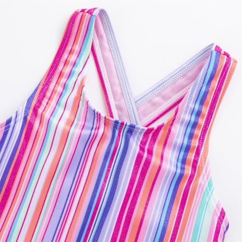 LIZENS Girls One Piece Swimwear with Cross Strap Design Colorful Swimsuit for Kids3
