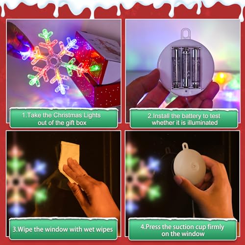 Image of 3Pack Christmas Window Lights Decorations Multicolor Snowflake Indoor