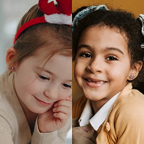 Cute Earrings For Teen Girls Women, Funtopia 8 Pairs Shiny Stud Earrings, Colorful Flower Cat Rainbow Butterfly Earring Jewelry Gifts For Birthday Party Chirstmas #TOP2