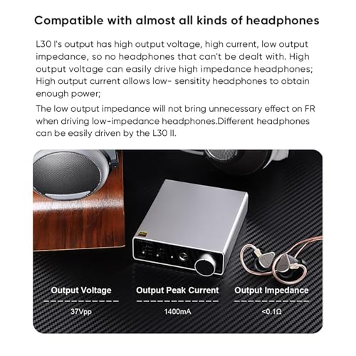 Image of Topping L30II NFCA Headphone Amplifier, RCA to 6.35mm Headphone Amplifier, RCA Pre Output Preamplifier, Hi-Res Audio 3500mWx3500mW Earphone Amplifiers with 3 Gains Settings (Black)