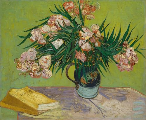 Abstrait Peinture Lauriers Roses Van Gogh grand tableau moderne toile murale 60x90