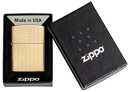 Zippo Pledge Of Allegiance Design High Polish Brass Pocket Lighter #TOP5