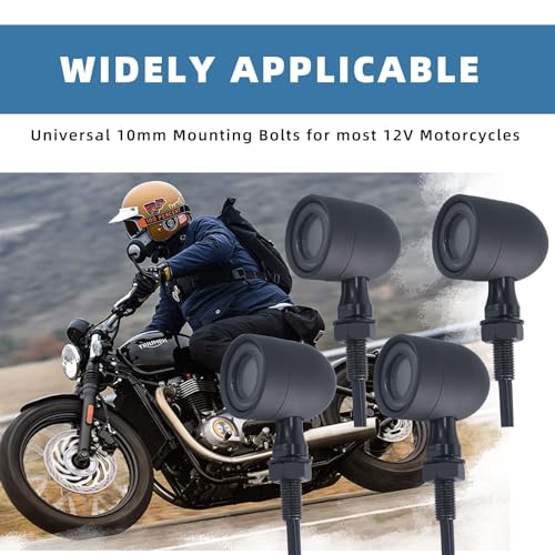 Image of Motorcycle Turn Signals LED Front Rear Lights 4 PCS, Vintage 40 LEDs Switchback Blinkers for Running Turn Braking, Universal Fit Harley Chopper Bobber-Suzuki Yamaha Honda-Black