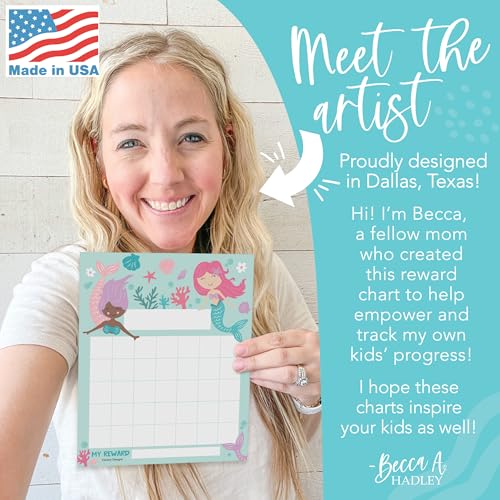 Image of Hadley Designs Sticker Chart for Kids Behavior at Home - Sticker Reward Chart for Kids, Star Charts for Toddler, Star Charts for Good Behavior, Mermaid School Reward Stickers for Classroom Incentives