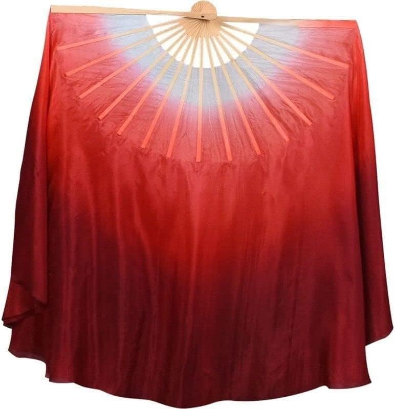 Gradient Silk Dance Fan Classical Dance Belly Dance Festival Stage Performance Props 76cm Long (Color : RedLeft) (Color : Redleft)(Redright)