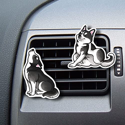 Image of WIRESTER Set of 2 Fresh Scented Car Air Freshener Vent Clip, Decorative Accessories, Interior Decoration for Cars, Dog, Cat, Fox, Frog, Raccoon, Pig Funny Playful Postures