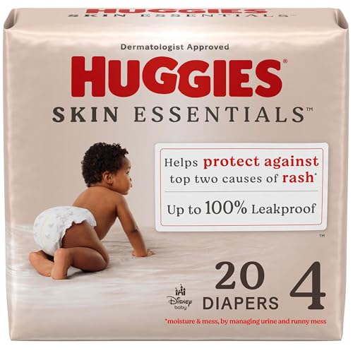 Image of Huggies Size 4 Diapers, Skin Essentials Baby Diapers, Size 4 (22-37 lbs), 20 Count, Packaging May Vary