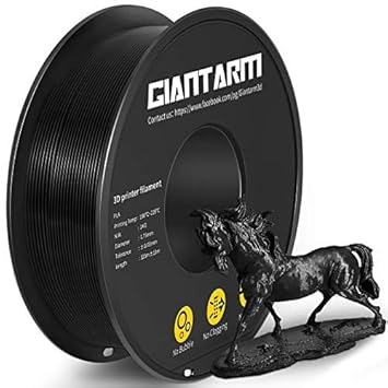 GIANTARM 3D Printer Filament, Black Pla Filament, 1Kg(2.2lbs) Spool, 1.75mm Dimension Accuracy +/- 0.03mm, 3D Printing Filament, Dark Black