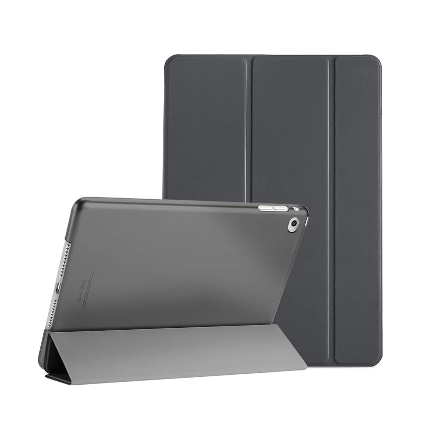 ProCase Custodia per iPad Air 2, Ultra Sottile e Leggero Custodia Supporto con Retro Semi-Trasparente Copertura Intelligente per iPad Air 2 (A1566 A1567) –Grigio