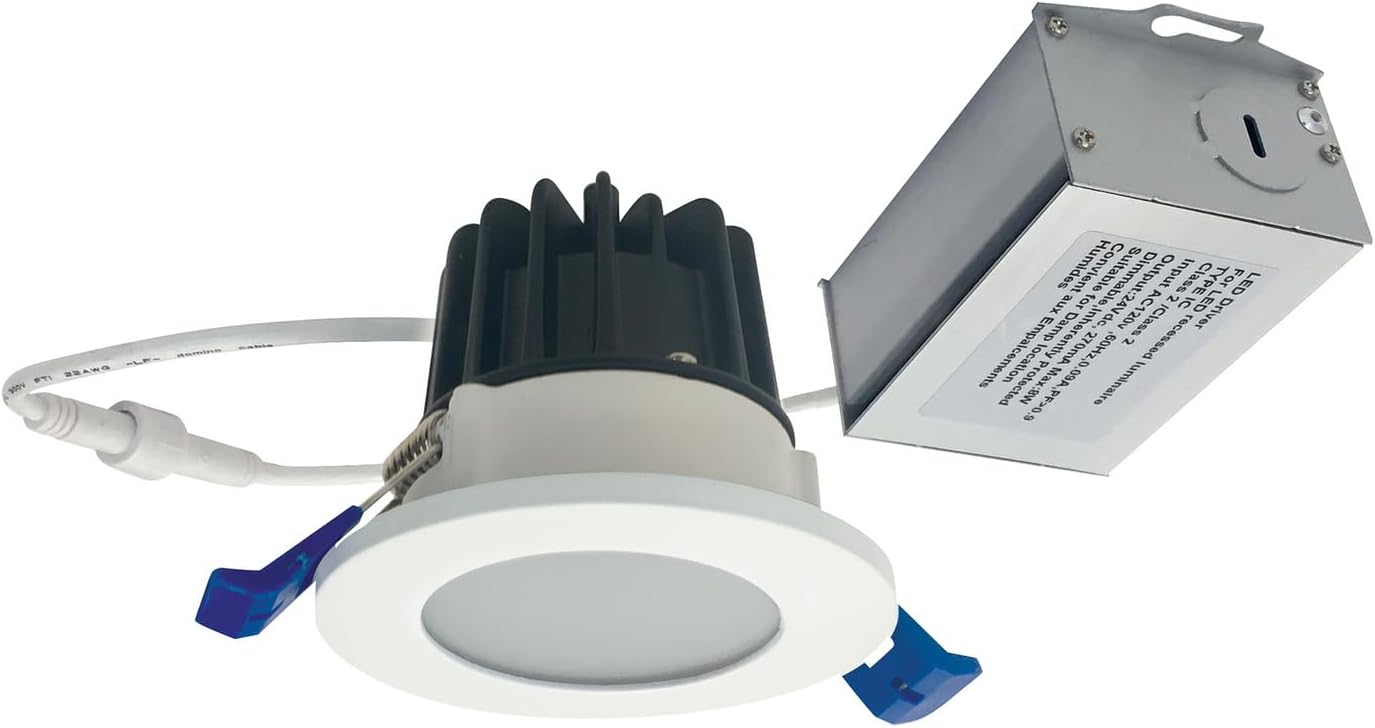Nora NM2-2RDCS6027MPW 2" Round Shower Mini Recessed Downlight - 600 Lumens - No Housing Required (Matte Powder White, 2700K)