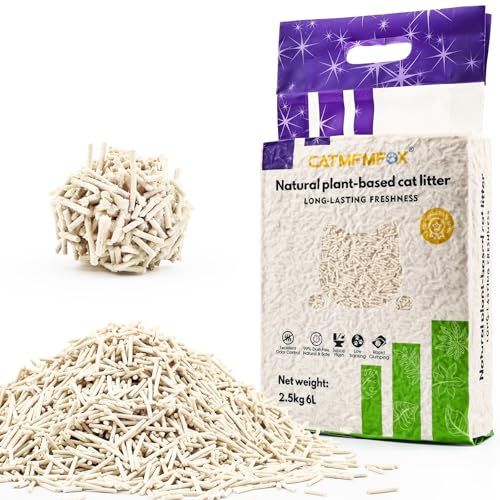 CATMFMFOX Tofu Cat Litter | Halal Certified Super Clumping & Instant Odor Control | 99% Dust-Free Eco-Friendly & Flushable | Ideal for UAEs Hot Climate (Tofu-Unscented-1P(6L))