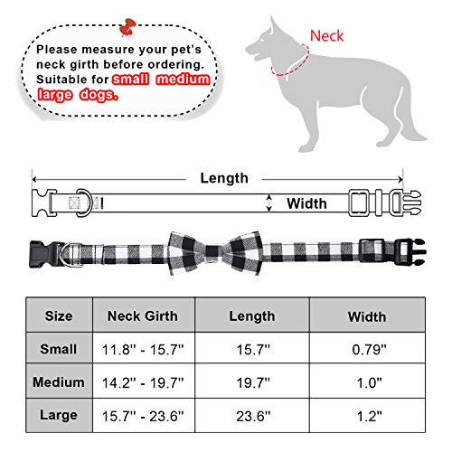 Malier 2 Pack Dog Collar with Bow tie, Cute Plaid Pattern Dog Collar with Bow tie and Durable Buckle Collar for Small… - Image 8