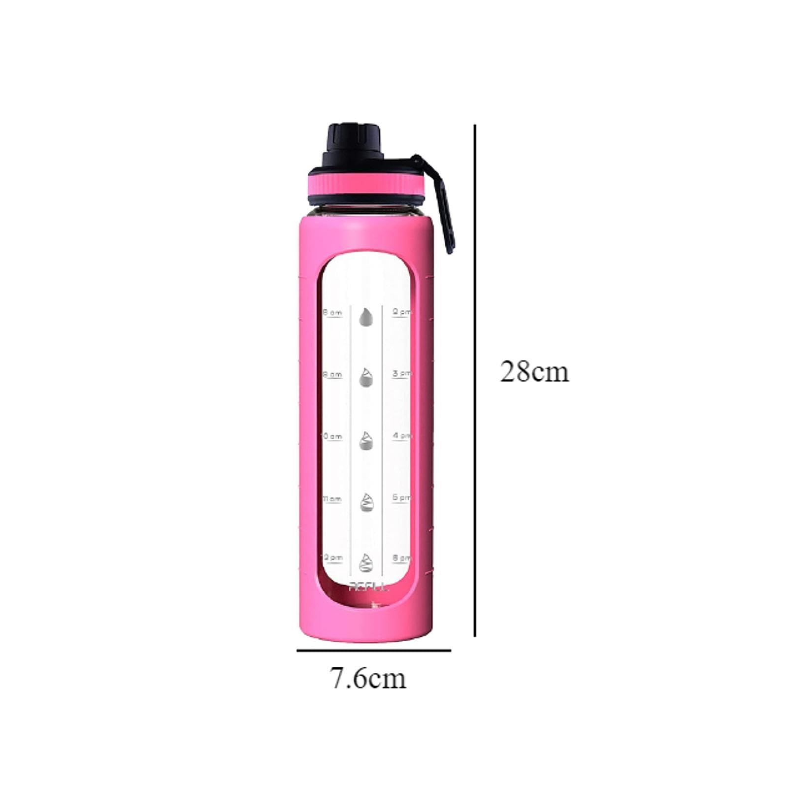 Botella Deportiva Vaso de Vidrio para Hidratación con Tapa Marca de Protector Silicona Mango Cómodo Adecuada para Ejercicio Bicicleta Desplazam