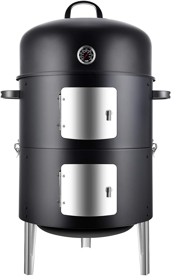 Realsun 17" Multi-functional Charcoal Smoker BBQ Grill for Outdoor Cooking (W22 x H35 x D17 inch)