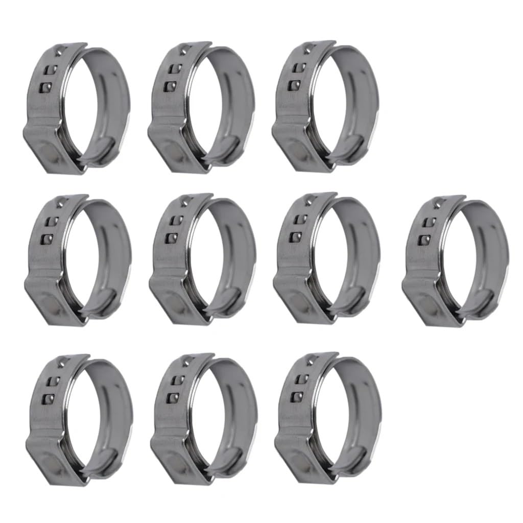 10Pcs Stainless Steel Single Ear Hose Clamp O Clips 12.8-15.3mm(10 x 12.8-15.3mm)