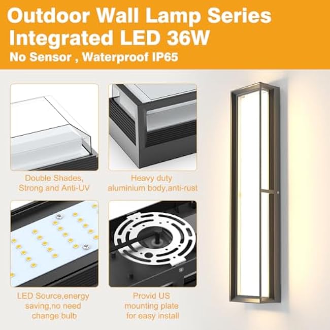 Modern Exterior Wall Light Fixture 23.6in 3000K