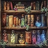 AIBOERL Square Drill Diamond Art Kits for Adults,Books 5D Diamond Painting Kits for Adults Beginners,DIY Square Diamond Dot Painting Gem Art Kits for Adult, Home Wall Decor 14x14Inch