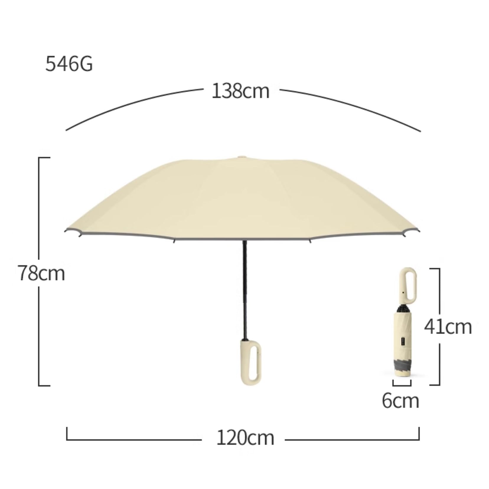 Parapluie automatique compact compacte compact à pliage inversé idéal pour la pluie ou le soleil, parapluie de voyage compact, adapté aux hommes, aux femmes et aux enfants avec des bandes
