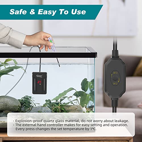 hygger Fish Tank Heater, 150W Submersible Aquarium Heater with Intelligent LED Digital Display Thermostat Controller for 37-115L Freshwater Saltwater Tank - Image 5