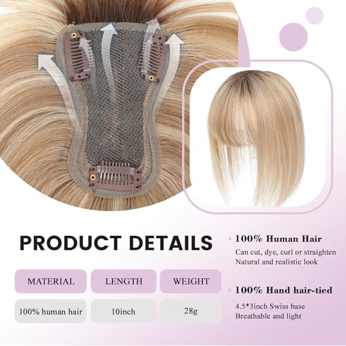 Cheveux clairsemés solution postiche avec frange couverture 3D naturelle 360