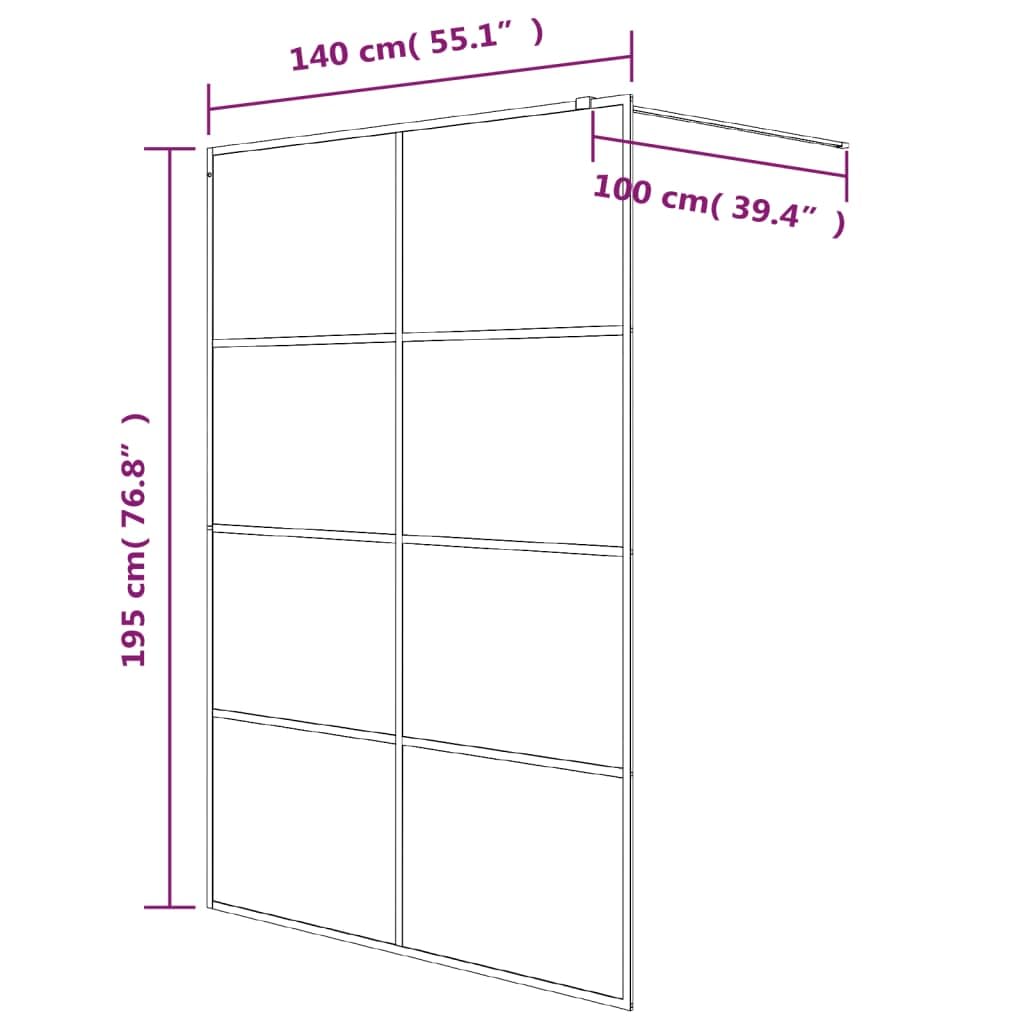 Parete Doccia Walk in Nera 140x195 cm Vetro Smerigliato ESG -152134