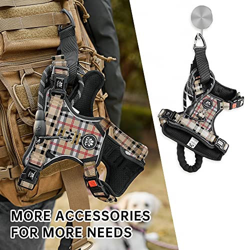 Nestroad No Pull Dog Harness With Leash, Reflective No Choke Pet Vest Harness,Adjustable Soft Padded Dog Harness With Easy Control Handle For Small Dogs(Checkered Beige,Small) #TOP7