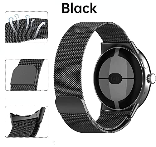 WIVASS No Gaps Women Men Milanese Loop Stainless Steel Smart Watch Wristband Magnetic Watch Bands Compatible with Google Pixel Watch Band (Black) - Image 2