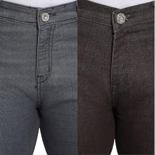 Image of DAIS Men's Stretchable Slim Fit Mid Rise Jeans, Pack of 2, (Combo of 2 Jeans)