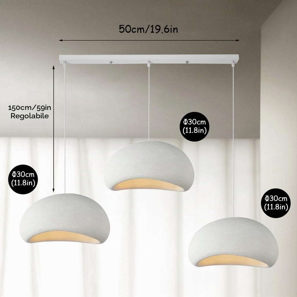 Lampada A Sospensione Creativa Wabi-sabi E27 Lampadario In Polietilene Bianco Tavolo Da Pranzo Moderno Lampada A Sospensione 3 Luci Illuminazione Interna Decorazione Domestica Regolabile(A2)