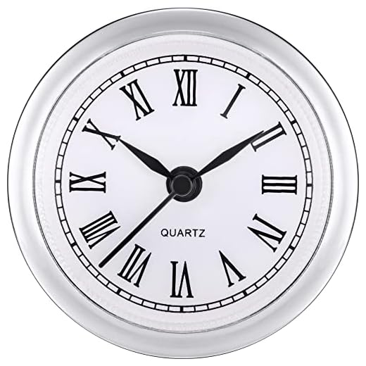 2.4 Inch (61 mm) Quartz Clock Fit-up/Insert with Roman Numeral, Quartz Movement (Silver Rim)