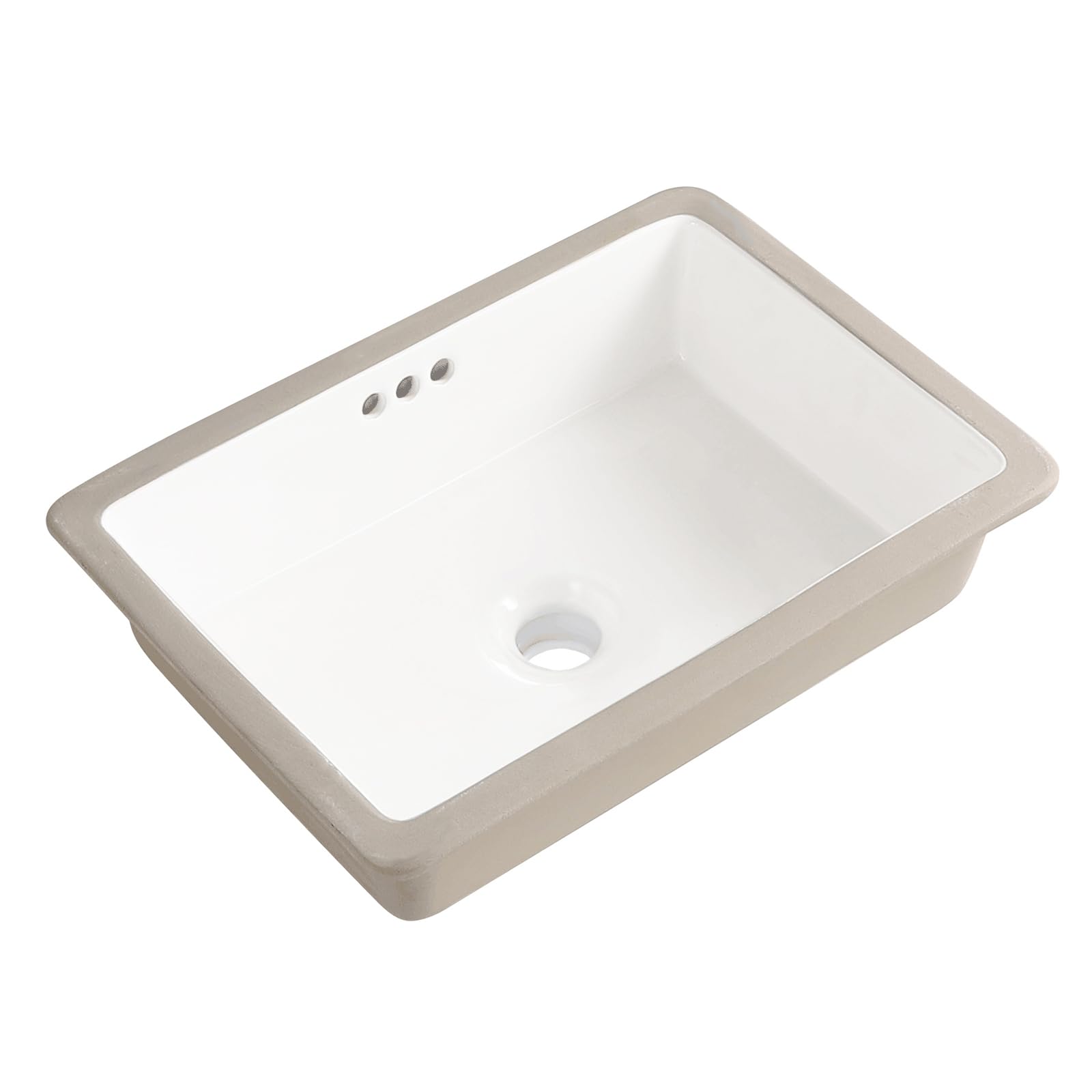 KDKSC Undermount Rectangular Bathroom Vanity sink, 20 Inch White Ceramic Sink for Cabinet, Small Porcelain Vessel Sink, Overflow Type (19.8"x 13.7")