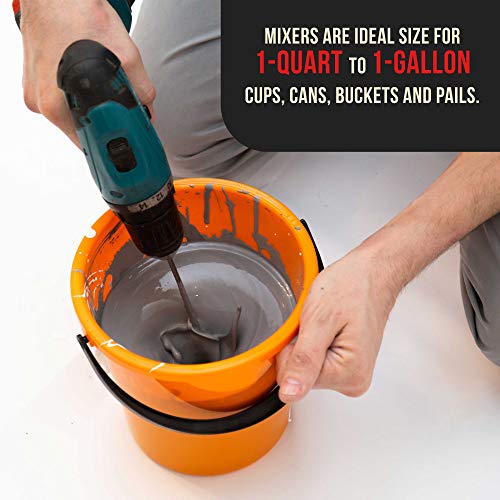 Tcp Global Paint, Epoxy Resin, Mud Power Mixer Blade Drill Tool For Mixing Quarts And Gallons (2 Pack) - 10" Long, 1/4" Round Drill Shaft, 2.5" Plastic Paddles - Stirring Cans, Buckets, Pails And Cups #TOP5