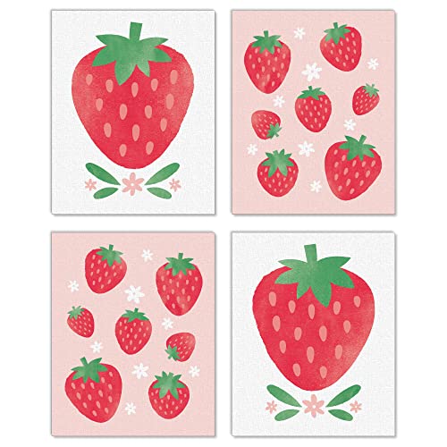 Big Dot of Happiness Berry Sweet Strawberry - Unframed Fruit Kitchen Linen Paper Wall...