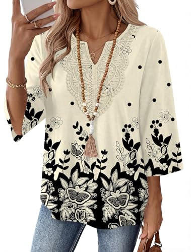 Ivicoer Ladies Tops and Blouses 3/4 Sleeve Spring Tops for