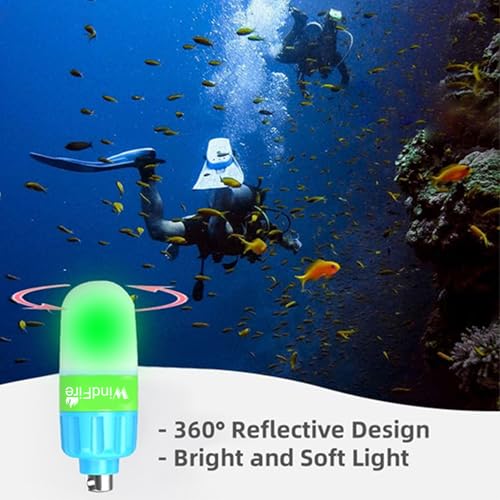 WINDFIRE Scuba Dive Signal Light Night Diving Flashing Marker Light, High Visibility Diving Tank Light Mini Dive Beacon with Flashing and Constant Modes for Underwater Diving(Green)