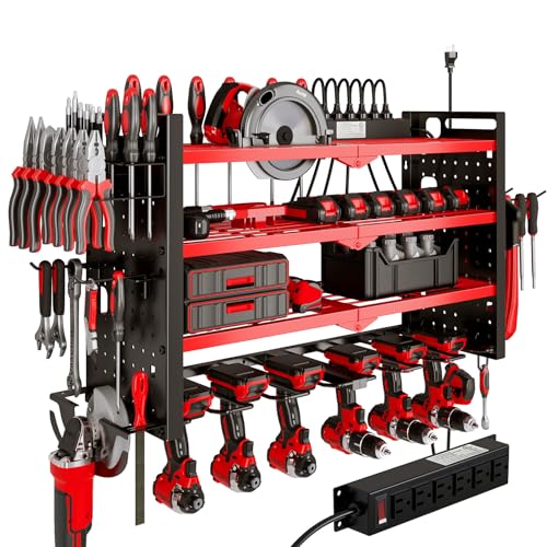 Power Tool Organizer Wall Mount with Charging Station