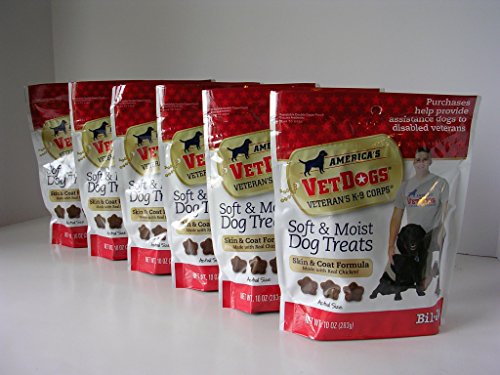 Bil-Jac Americas VetDogs Veterans K-9 Corps Soft & Moist Skin & Coat Dog Treats, 6-10 oz. Bags (Case)