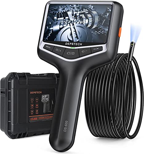 Caméra endoscopique DEPSTECH avec Double Objectif léger, caméra d'inspection 1080P avec écran 4,3", Enregistrement sur écran divisé, câble col de Cygne Amovible de 3 m, étui de Transport Rigid Cover