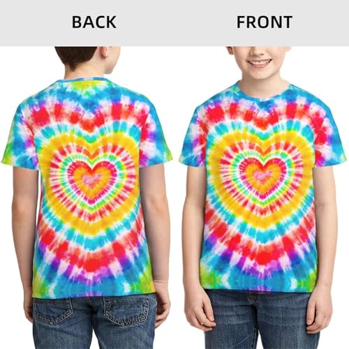 Image of Big Kids Tie Dye Shirt for Boys Girls Short Sleeve Hippie Tshirt Senior Tee