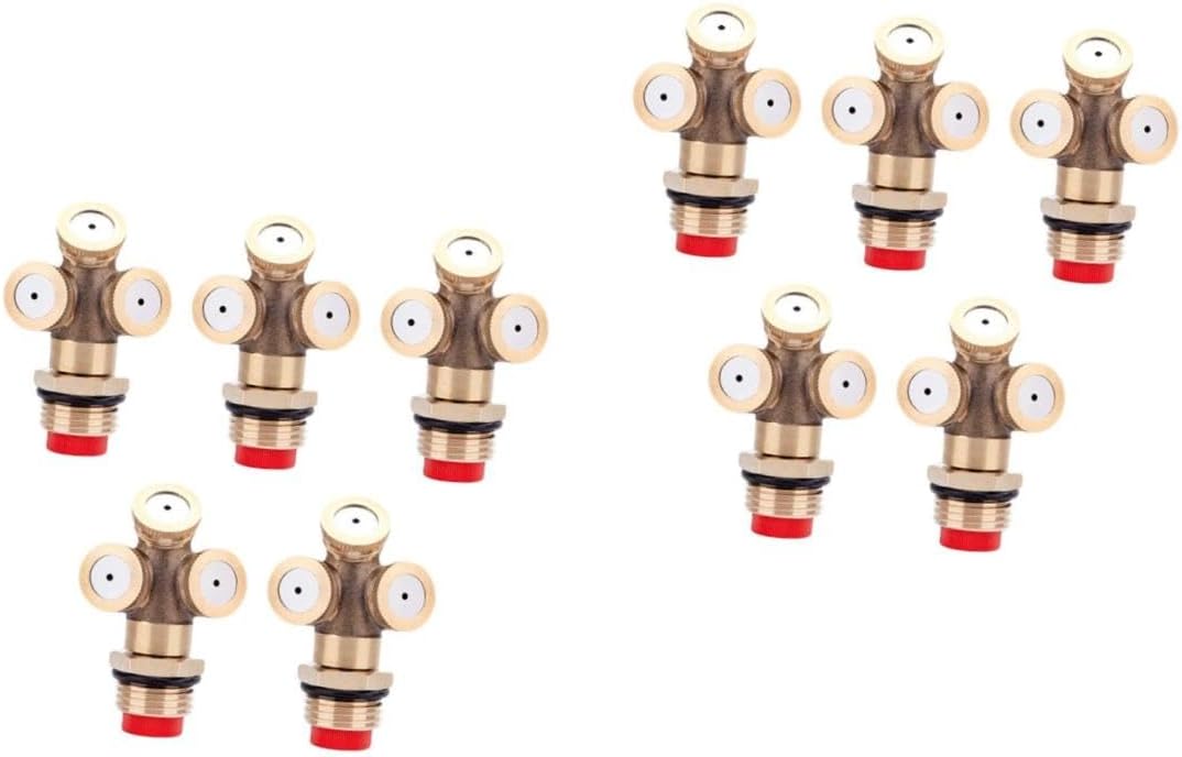 ibasenice 10pcs Brass Misting Nozzle Leak Spraying Accessory for Outdoor Cooling Garden Fine Mist Atomizing Nozzles for Agriculture Lawn Care