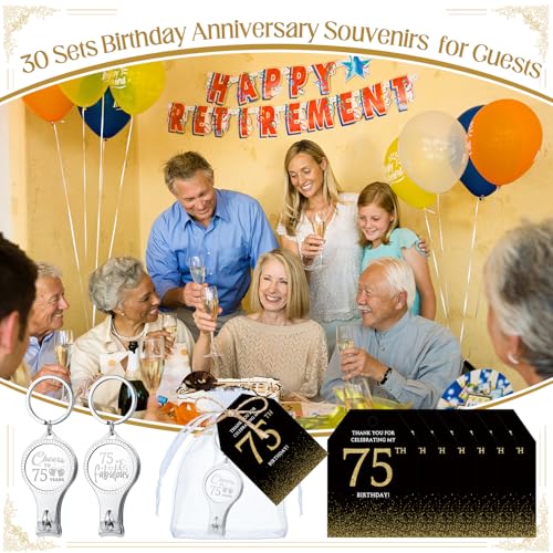 Zeyune 30 Sets 75th Birthday Party Favors for Guests Beer Bottle Opener Nail Clippers Keychains Bulk Thank You Cards with Organza Gift Bags for Birthday Anniversary Souvenirs Return Gifts by Zeyune - Used condition - Image 6