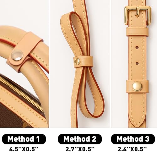 6 PU Leather Handbag Strap Shortener,Bag Protector for Handbag,with Brass Button Handle Wrap Cover for Handbags and Shoulder Bags (Brown)2