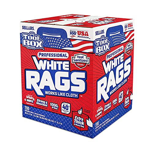 Sellars 58202 ToolBox White Rags Box 10 x 12 (6 Boxes of 200 Sheets)